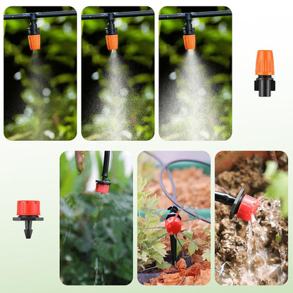 LasTool 164FT Drip Irrigation Kit,Automatic Garden Watering System with 1/4" Tubing,Adjustable Mist Sprayer Nozzles & Drip Emitters for Raised Bed,Patio,Lawn, Greenhouse-Easy DIY Installation