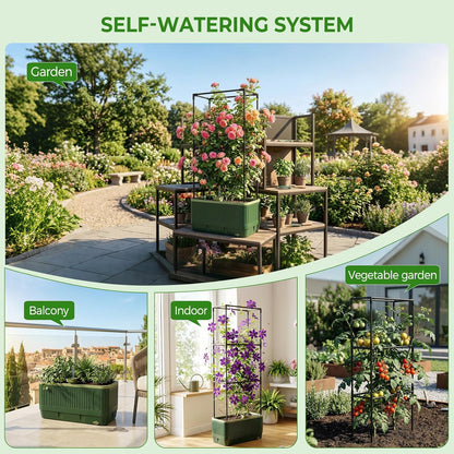 Raised Garden Bed Tomato Planter with Trellis, 52" Self Watering Tomato Planter with Water Level Indicator, Larger Rectangular Tomato Cages for Indoor & Outdoor Climbing Vegetable and Plants (1)