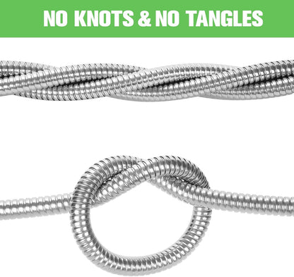 TVKB Garden Hose 100ft Stainless Steel Water Hose Super Tough Flexible Water Pipe with Brass Fittings and Sprayer Nozzle, No Kink, Rust Proof