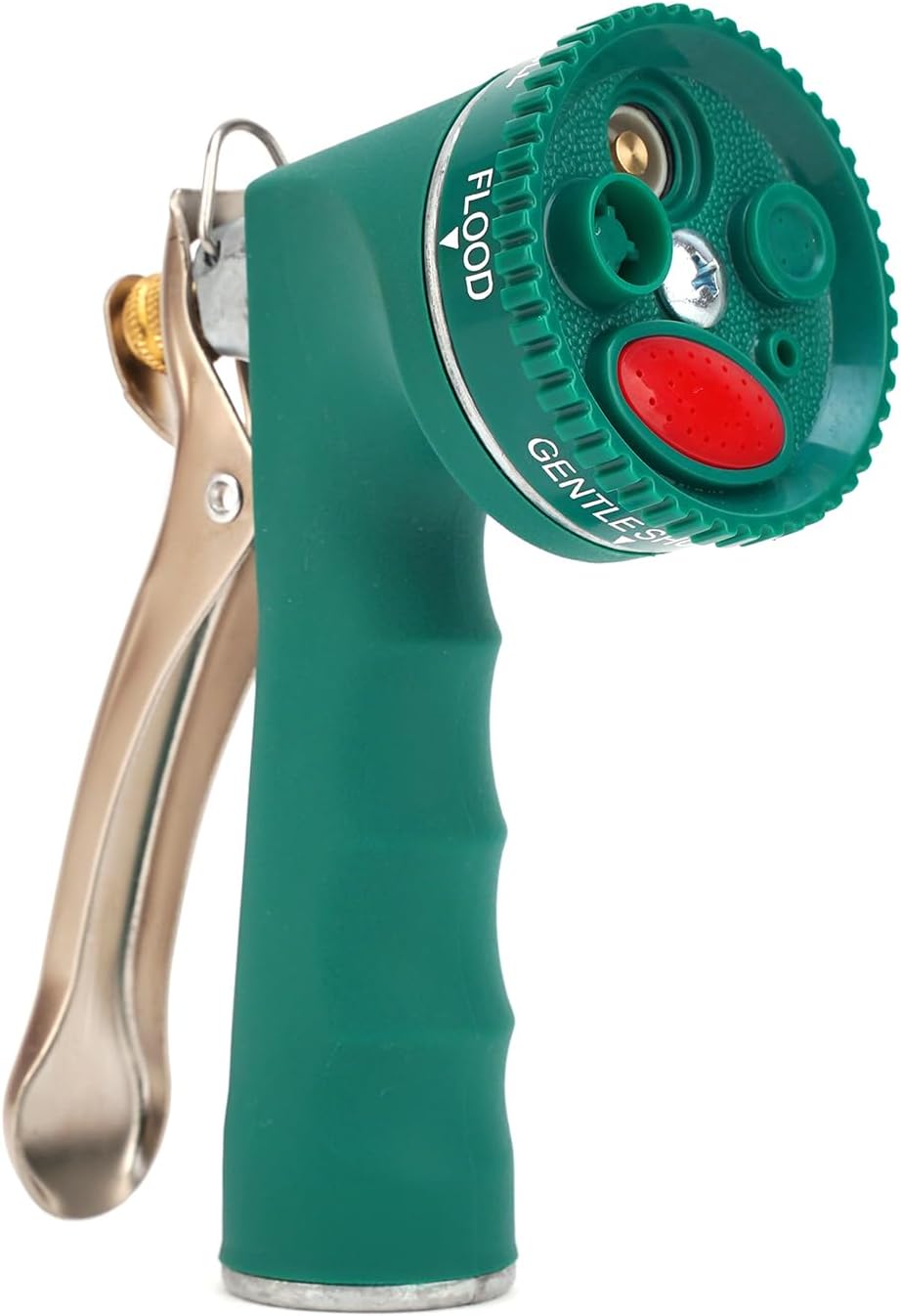 Garden Hose Nozzle, Heavy Duty Metal Spray Nozzle with Tie Rods Made of Brass, High Pressure Hose Nozzle with Non-Slip Grip Handle for Watering Garden, Washing Cars and Showering Pets