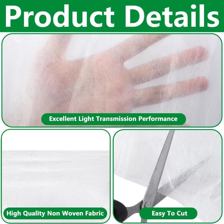20 x 10 Ft Plant Sun Protection Cloth, Non-Woven Garden Plant Shade Cloth