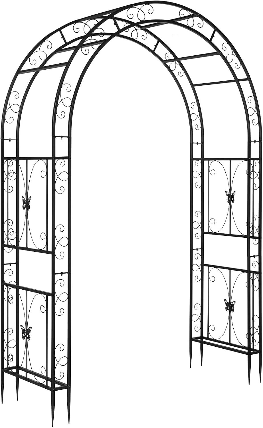 Garden Arbor, Arch Archway for Wedding Ceremony Party, Steel Garden Trellis for Plant Climbing, Christmas Garden Decorations Pergola for Garden, Backyard, Lawn (Black, 7.9FT)