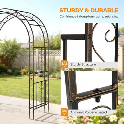 Garden Arbor, Arch Archway for Wedding Ceremony Party, Steel Garden Trellis for Plant Climbing, Christmas Garden Decorations Pergola for Garden, Backyard, Lawn (Black, 7.9FT)