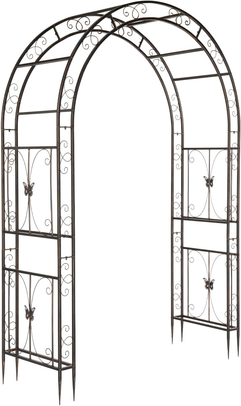 Garden Arbor, Arch Archway for Wedding Ceremony Party, Steel Garden Trellis for Plant Climbing, Christmas Garden Decorations Pergola for Garden, Backyard, Lawn (Black, 7.9FT)
