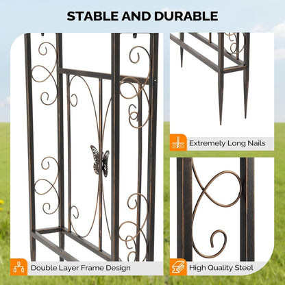 Garden Arbor, Arch Archway for Wedding Ceremony Party, Steel Garden Trellis for Plant Climbing, Christmas Garden Decorations Pergola for Garden, Backyard, Lawn (Black, 7.9FT)