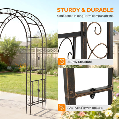 Garden Arbor, Arch Archway for Wedding Ceremony Party, Steel Garden Trellis for Plant Climbing, Christmas Garden Decorations Pergola for Garden, Backyard, Lawn (Black, 7.9FT)