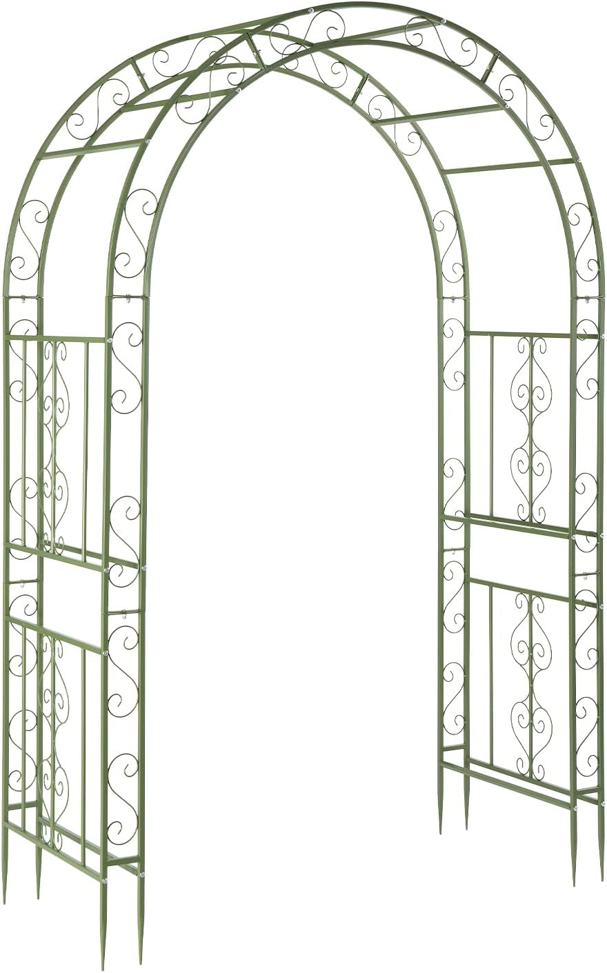 Garden Arbor, Arch Archway for Wedding Ceremony Party, Steel Garden Trellis for Plant Climbing, Christmas Garden Decorations Pergola for Garden, Backyard, Lawn (Black, 7.9FT)