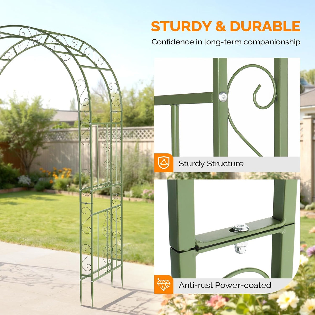 Garden Arbor, Arch Archway for Wedding Ceremony Party, Steel Garden Trellis for Plant Climbing, Christmas Garden Decorations Pergola for Garden, Backyard, Lawn (Black, 7.9FT)
