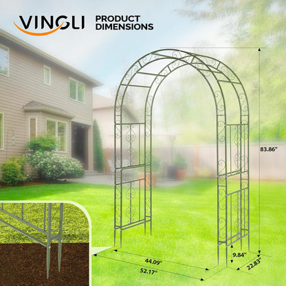 Garden Arbor, Arch Archway for Wedding Ceremony Party, Steel Garden Trellis for Plant Climbing, Christmas Garden Decorations Pergola for Garden, Backyard, Lawn (Black, 7.9FT)