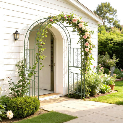 Garden Arbor, Arch Archway for Wedding Ceremony Party, Steel Garden Trellis for Plant Climbing, Christmas Garden Decorations Pergola for Garden, Backyard, Lawn (Black, 7.9FT)