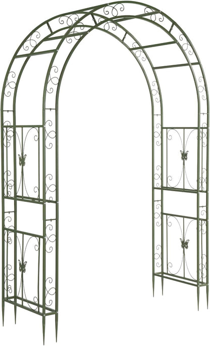 Garden Arbor, Arch Archway for Wedding Ceremony Party, Steel Garden Trellis for Plant Climbing, Christmas Garden Decorations Pergola for Garden, Backyard, Lawn (Black, 7.9FT)