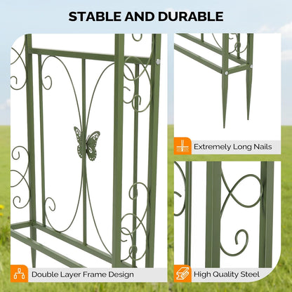 Garden Arbor, Arch Archway for Wedding Ceremony Party, Steel Garden Trellis for Plant Climbing, Christmas Garden Decorations Pergola for Garden, Backyard, Lawn (Black, 7.9FT)