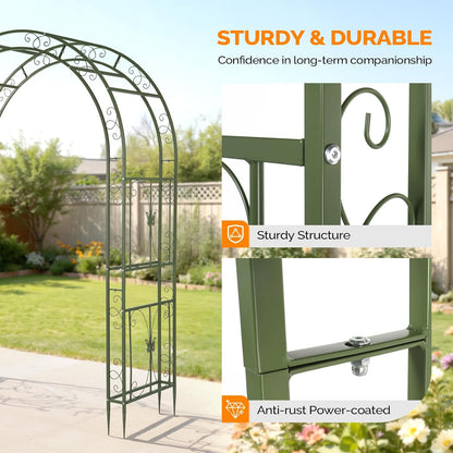 Garden Arbor, Arch Archway for Wedding Ceremony Party, Steel Garden Trellis for Plant Climbing, Christmas Garden Decorations Pergola for Garden, Backyard, Lawn (Black, 7.9FT)