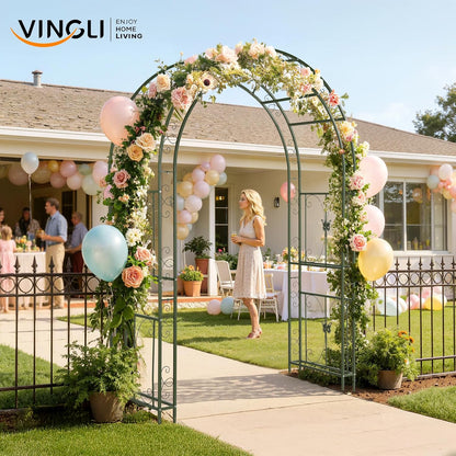 Garden Arbor, Arch Archway for Wedding Ceremony Party, Steel Garden Trellis for Plant Climbing, Christmas Garden Decorations Pergola for Garden, Backyard, Lawn (Black, 7.9FT)