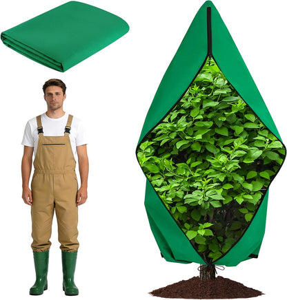 Zip A Tree Cover Freeze Protection, Thick Plant Protection Cover Bags for Outdoor Plants with Drawstring, Zip-Up Frost Blankets for Cedars, Juniper, Cypress Trees and Christmas Tree (1, Green)