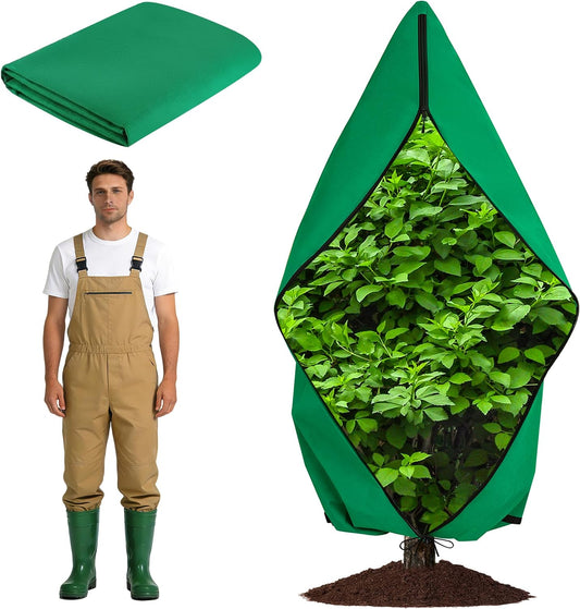 Zip A Tree Cover Freeze Protection, Thick Plant Protection Cover Bags for Outdoor Plants with Drawstring, Zip-Up Frost Blankets for Cedars, Juniper, Cypress Trees and Christmas Tree (1, Green)