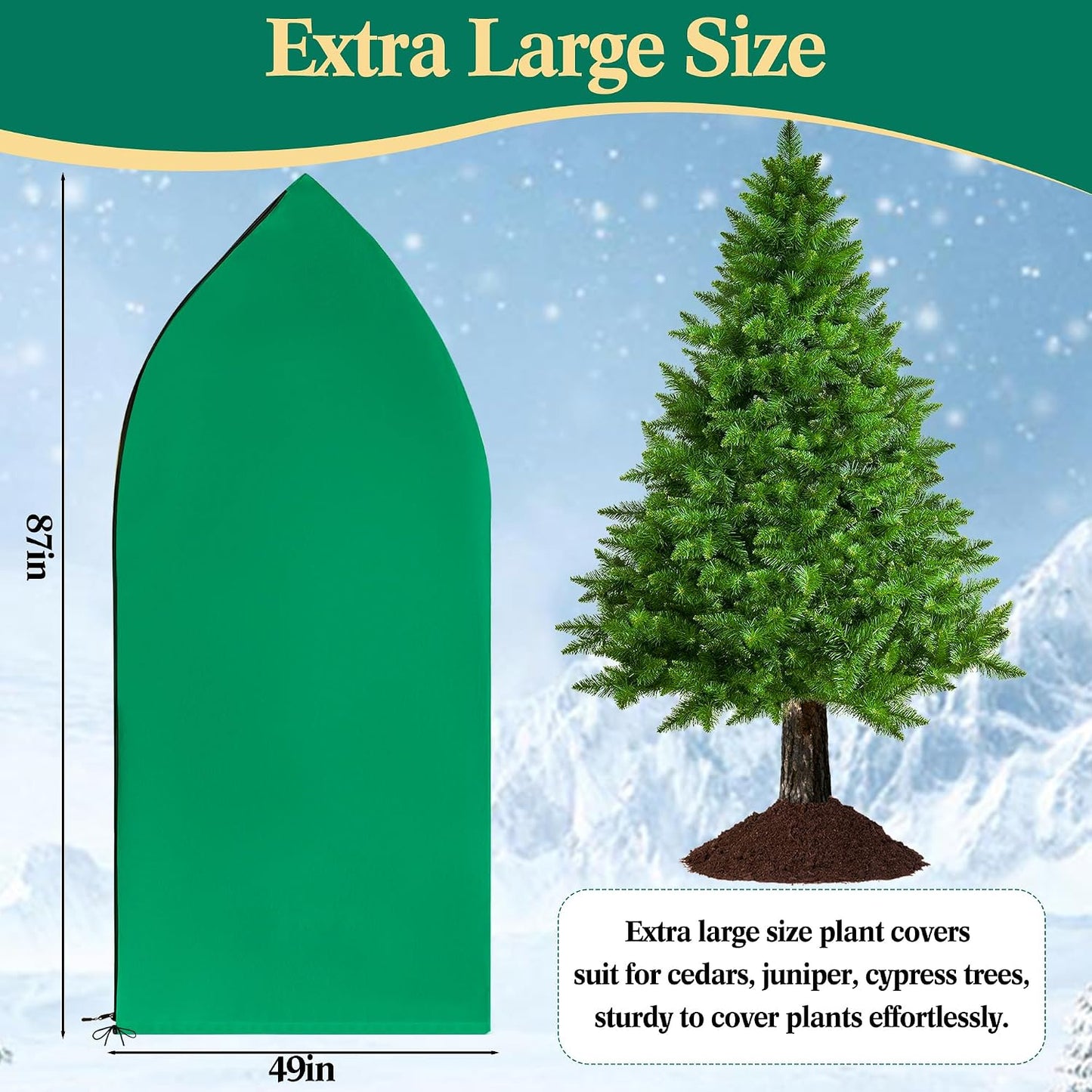 Zip A Tree Cover Freeze Protection, Thick Plant Protection Cover Bags for Outdoor Plants with Drawstring, Zip-Up Frost Blankets for Cedars, Juniper, Cypress Trees and Christmas Tree (1, Green)