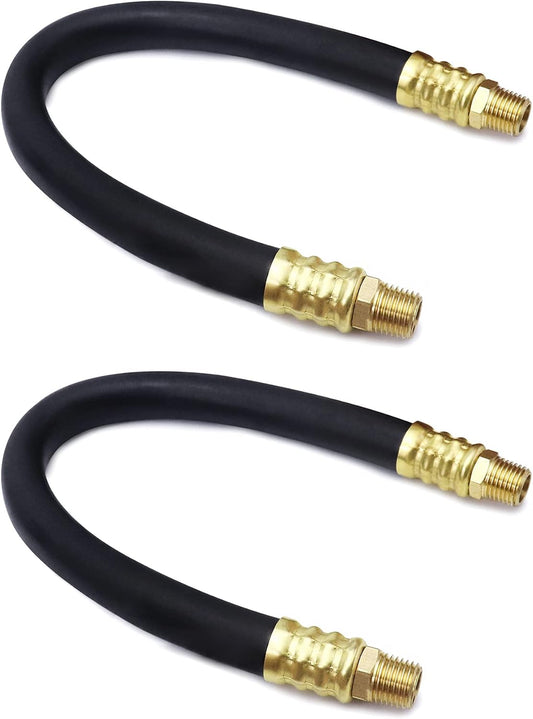 Air Compressor Hose, 3/8" X 15" Air Hose, 300 PSI Max Working Pressure, 1/4" Male NPT To 1/4" Male NPT Connections, 2 Pack