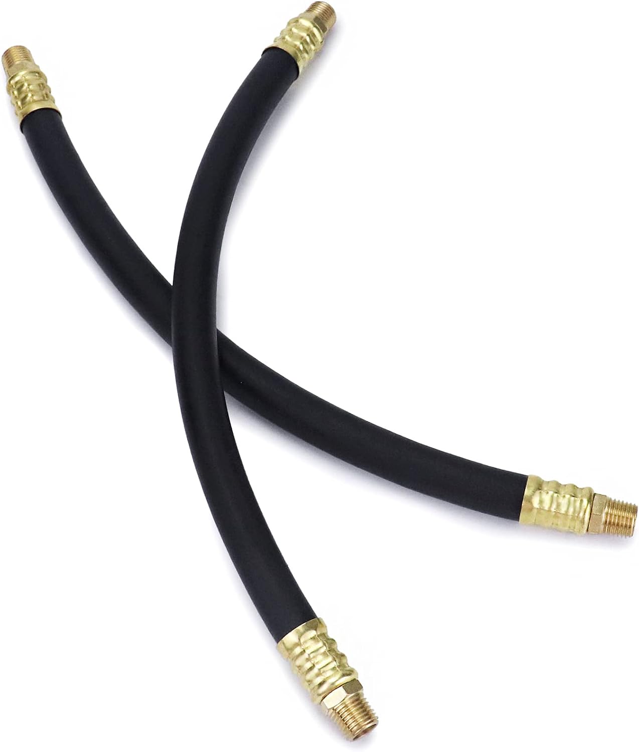 Air Compressor Hose, 3/8" X 15" Air Hose, 300 PSI Max Working Pressure, 1/4" Male NPT To 1/4" Male NPT Connections, 2 Pack