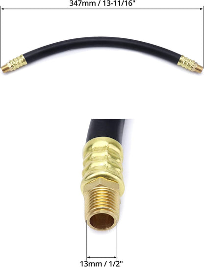 Air Compressor Hose, 3/8" X 15" Air Hose, 300 PSI Max Working Pressure, 1/4" Male NPT To 1/4" Male NPT Connections, 2 Pack