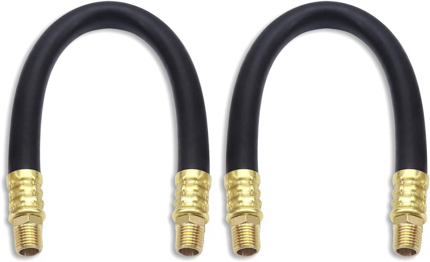 Air Compressor Hose, 3/8" X 15" Air Hose, 300 PSI Max Working Pressure, 1/4" Male NPT To 1/4" Male NPT Connections, 2 Pack