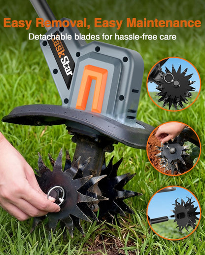 Cordless Tiller Cultivator for Gardening, Battery Powered Garden Rototiller