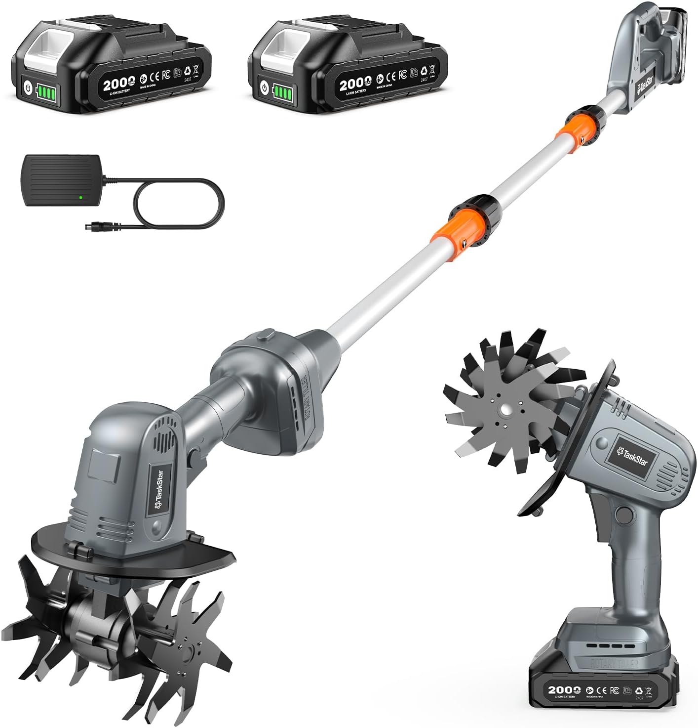 Cordless Tiller Cultivator for Gardening, Battery Powered Garden Rototiller