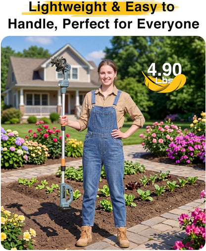 Cordless Tiller Cultivator for Gardening, Battery Powered Garden Rototiller