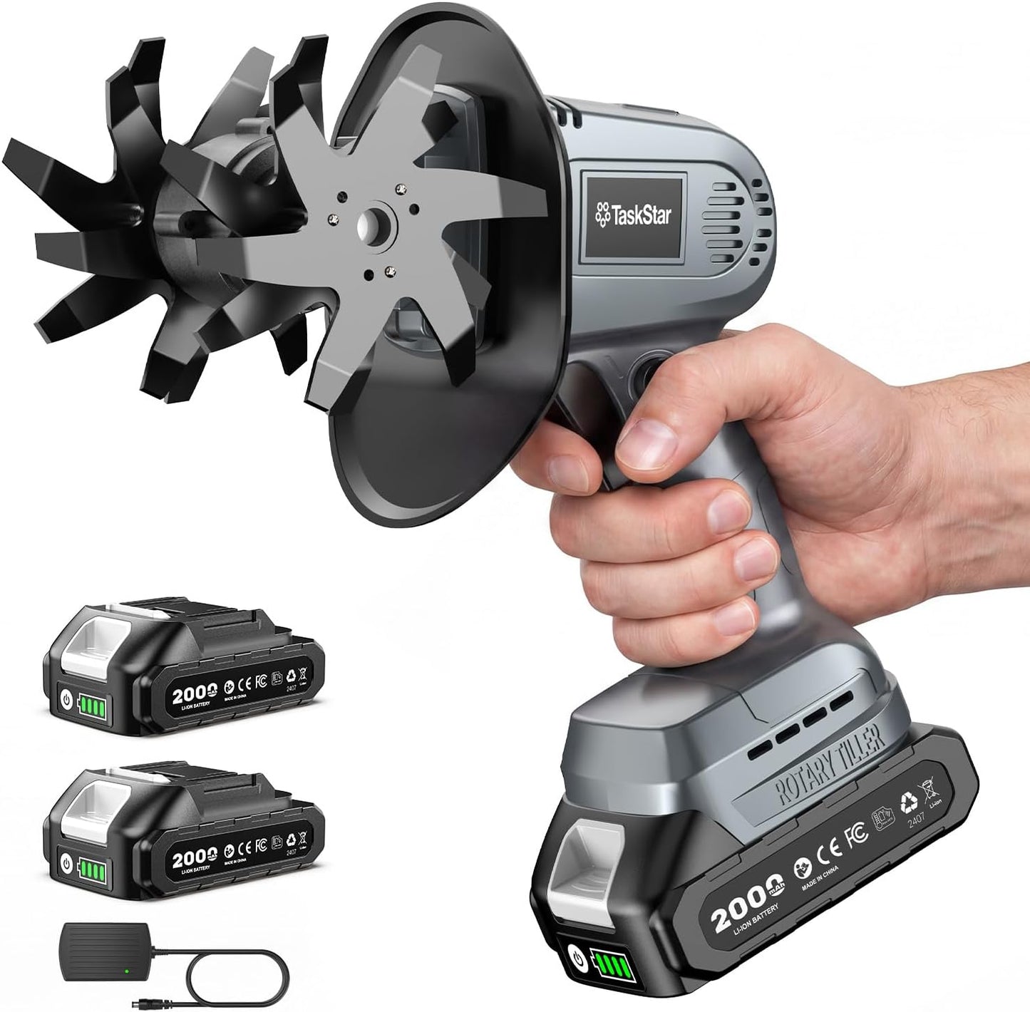 Cordless Tiller Cultivator for Gardening, Battery Powered Garden Rototiller