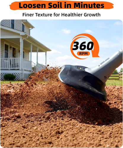 Cordless Tiller Cultivator for Gardening, Battery Powered Garden Rototiller