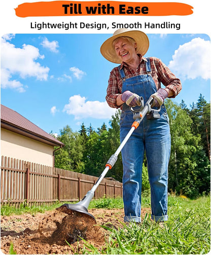Cordless Tiller Cultivator for Gardening, Battery Powered Garden Rototiller