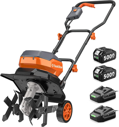 Cordless Tiller Cultivator for Gardening, Battery Powered Garden Rototiller
