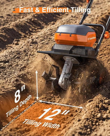 Cordless Tiller Cultivator for Gardening, Battery Powered Garden Rototiller