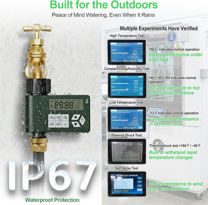 Hose Faucet Water Timer for Outdoor Garden, Ortis Programmable Sprinkler Timer with Rain Delay/Manual/Automatic Mode, IP67 Leak-Proof Design for Lawn Yard, 1 Outlet