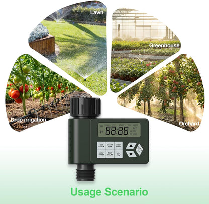 Hose Faucet Water Timer for Outdoor Garden, Ortis Programmable Sprinkler Timer with Rain Delay/Manual/Automatic Mode, IP67 Leak-Proof Design for Lawn Yard, 1 Outlet