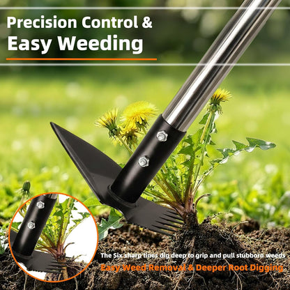 Weed Puller Tool with Long Handle, Weed Rake for Weeding, Hoe Garden Tool