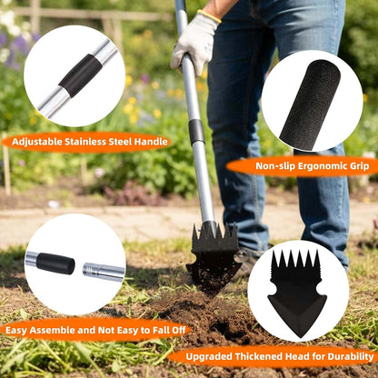 Weed Puller Tool with Long Handle, Weed Rake for Weeding, Hoe Garden Tool