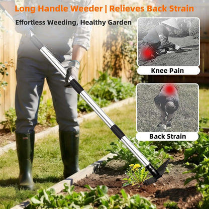 Weed Puller Tool with Long Handle, Weed Rake for Weeding, Hoe Garden Tool