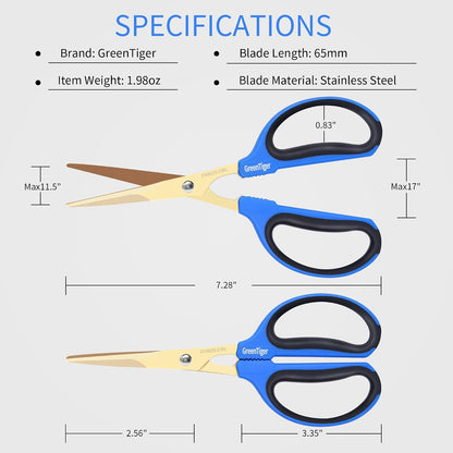 Garden Scissors, 65mm Extra-Long Blade, Golden Titanium Coating Pruning Shears, Sharp Precision-ground Stainless Steel Bonsai Shears, Suit for Garden and Home