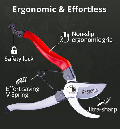Titanium Pruning Shears, Lightweight SK5 Bypass Garden Secateurs – Easy-Grip Hand Pruners for Women, Roses, Bonsai, Trimming & Everyday Gardening, Floral & Yard Work, Arthritis Friendly
