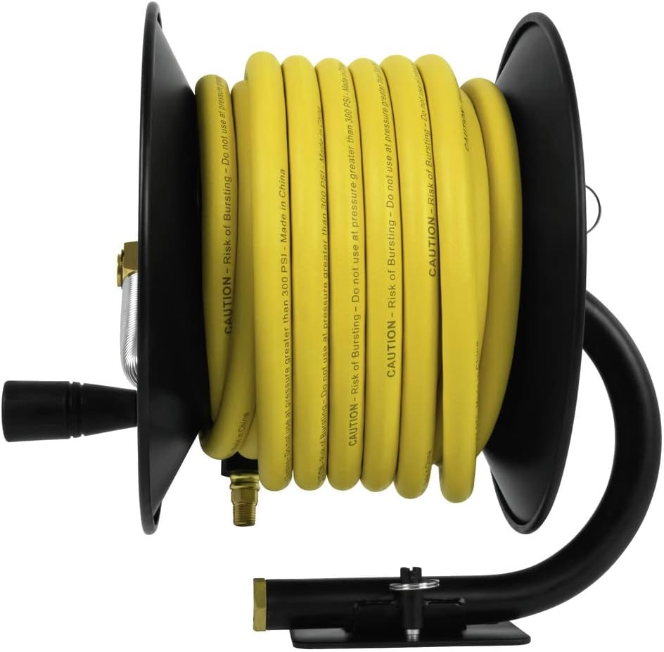 DEWALT DXCM024-0348 3/8" x 50' Manual Hose Reel with Rubber Hose , Yellow