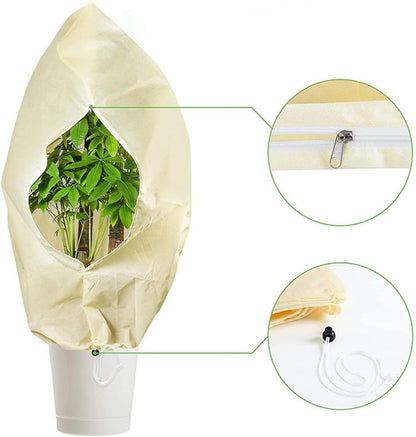 Plant Covers Winter Freeze Protection 1 Pack 78.74'' X 94.49'' Reusable Frost Blanket Tree Wrap Cloth with Drawstring and Zipper for Outdoor Cold Weather - Green