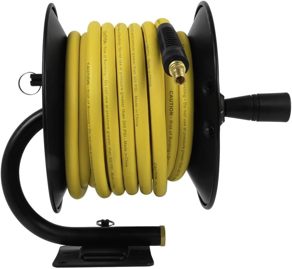 DEWALT DXCM024-0348 3/8" x 50' Manual Hose Reel with Rubber Hose , Yellow