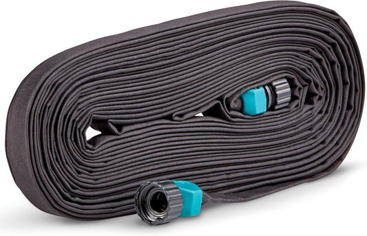25' Black Flat Weeper Soaker Hose for Garden Beds, Drip Irrigation Outdoor Hose, Flexible Garden Hose for Vegetable Gardens, Flower Beds, Lawns, and Orchards