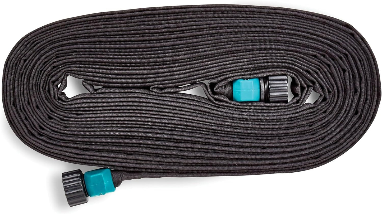 25' Black Flat Weeper Soaker Hose for Garden Beds, Drip Irrigation Outdoor Hose, Flexible Garden Hose for Vegetable Gardens, Flower Beds, Lawns, and Orchards