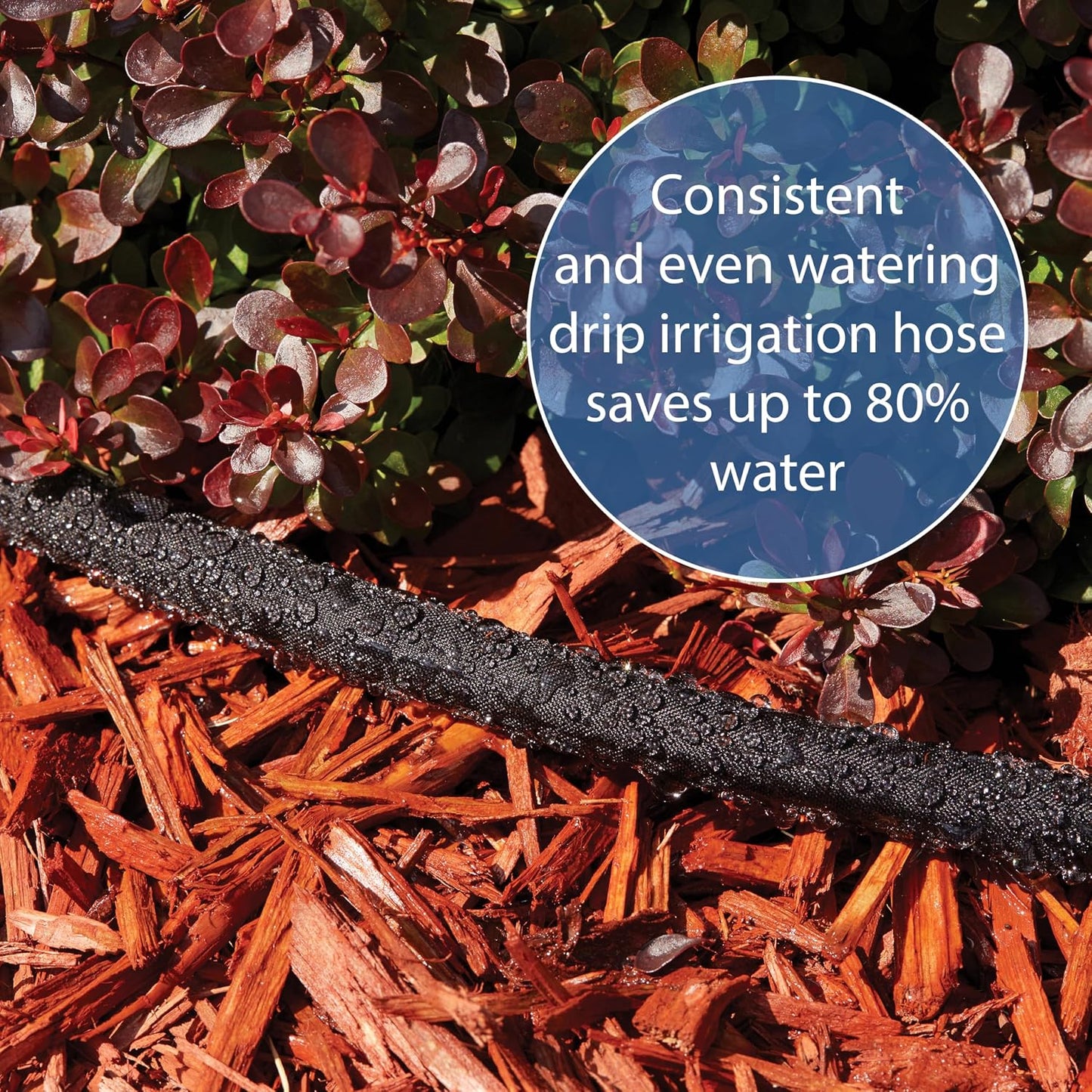 25' Black Flat Weeper Soaker Hose for Garden Beds, Drip Irrigation Outdoor Hose, Flexible Garden Hose for Vegetable Gardens, Flower Beds, Lawns, and Orchards