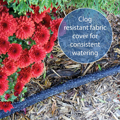 25' Black Flat Weeper Soaker Hose for Garden Beds, Drip Irrigation Outdoor Hose, Flexible Garden Hose for Vegetable Gardens, Flower Beds, Lawns, and Orchards
