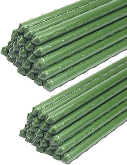 Sturdy Metal Garden Plant Stakes 4 Ft Plastic Coated Steel Plant Sticks,Pack of 25