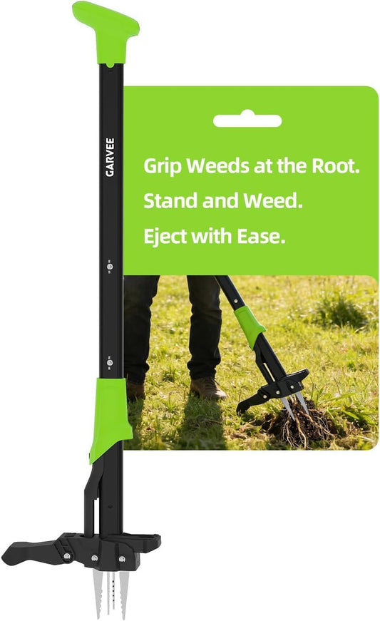 4-Claw Stand Up Weed Puller Tool, 40'' Heavy Duty Manual Weeding Tool with Ergonomic Handle, Effortless Weed Removal & Ejector Design for Lawn, Garden – No Bending or Kneeling