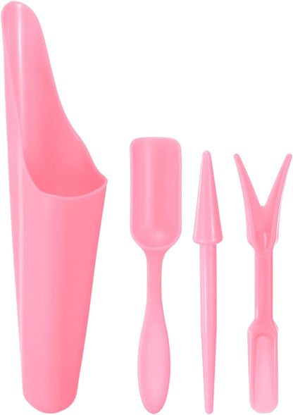 M METERXITY 1-Set Garden Shovel Hand Tools Transplanting Succulent Cultivation Digging Scoops Kits, Plastic Mini Garden Tool Set for Bonsai Potting/Flower Planting [Pink]